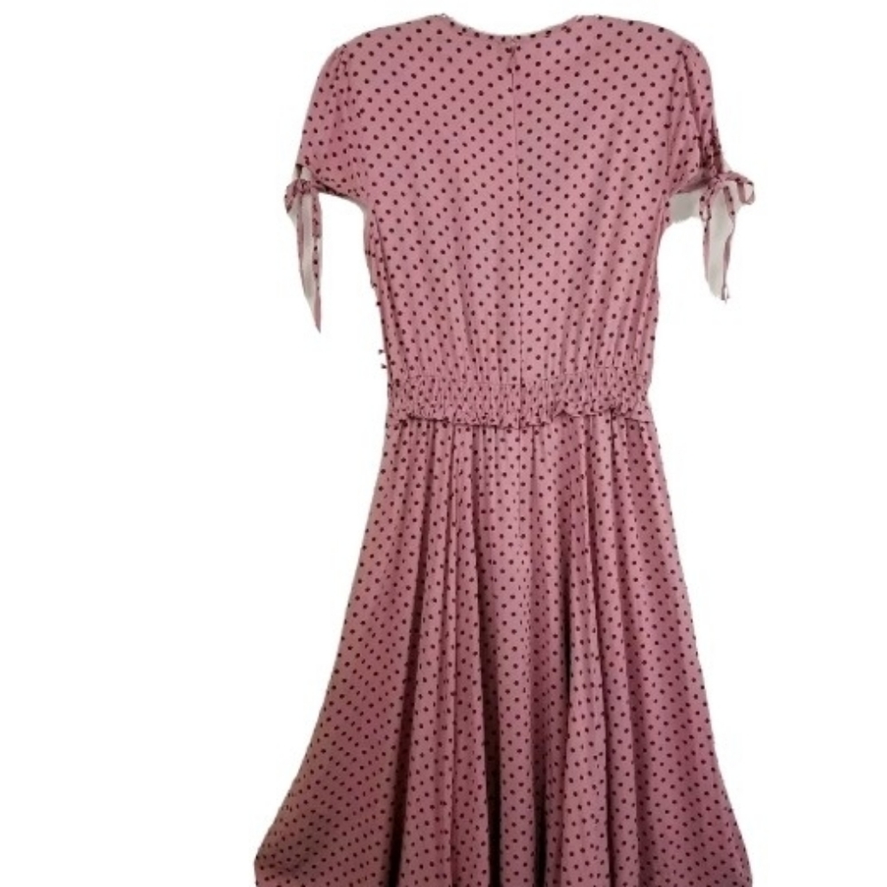 Gal Meets Glam Corinne Mauve Polka Dot Cinch Waist A-line Dress Size Small - Picture 7 of 15
